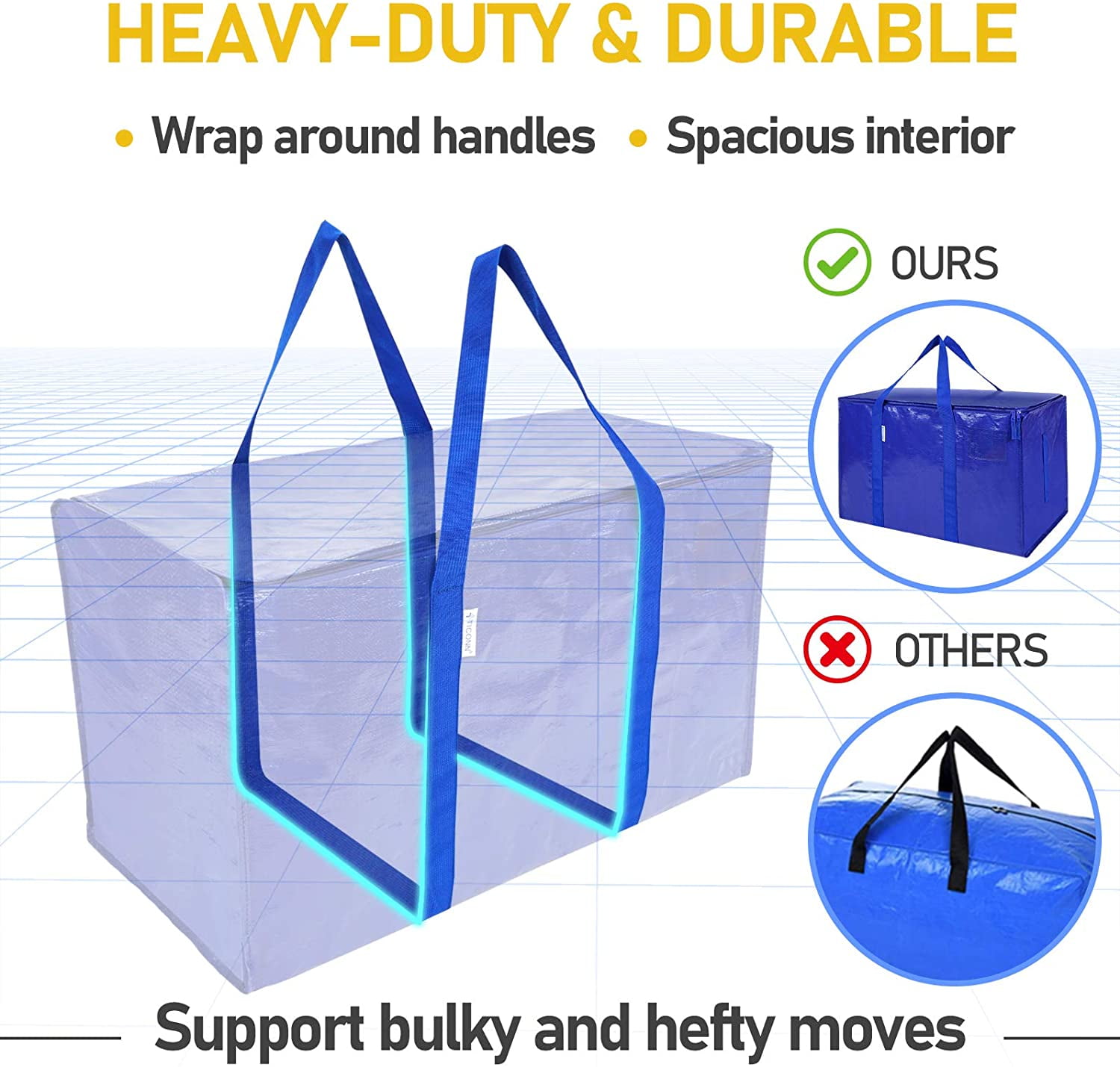 Extra Large Heavy Duty Moving Bags With Backpack Straps - Strong Handles  And Zippers - Alternative To Moving Boxes - Perfect For Packing And Moving  - Black - Temu