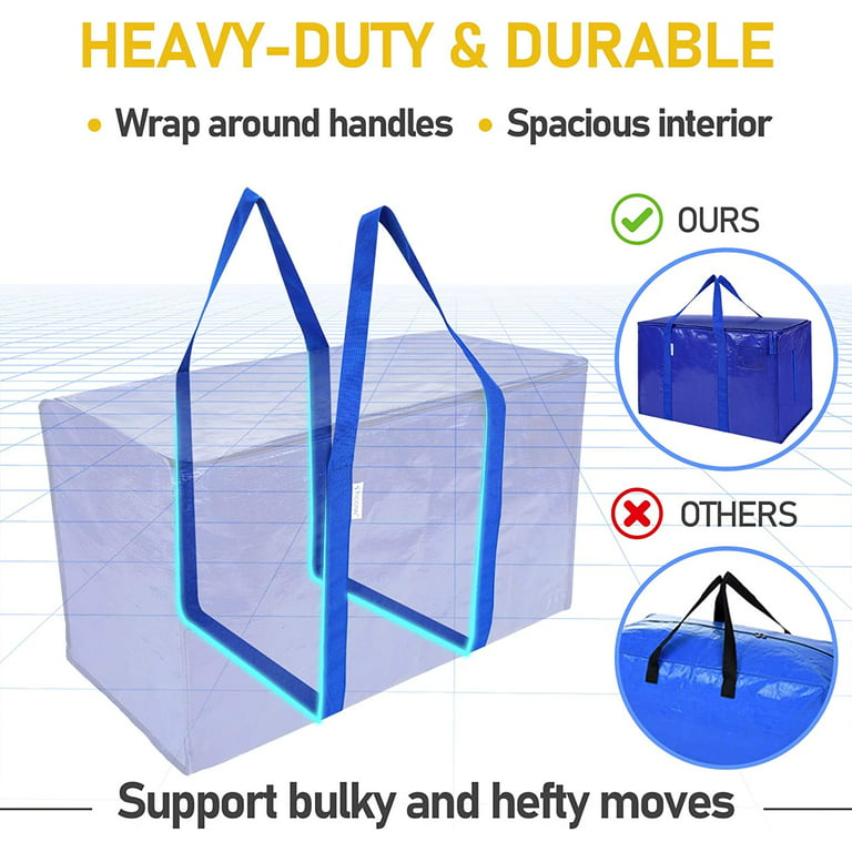 Koaiezne Oversized Moving Bag with Zipper and Carry Handle Heavy Duty Storage Bag for Space Saving Storage Bins with Lids and Wheels Under Bed Shoe