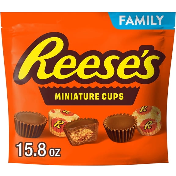 REESE'S Miniatures Milk Chocolate Peanut Butter Cups, Candy Family Pack, 15.8 oz