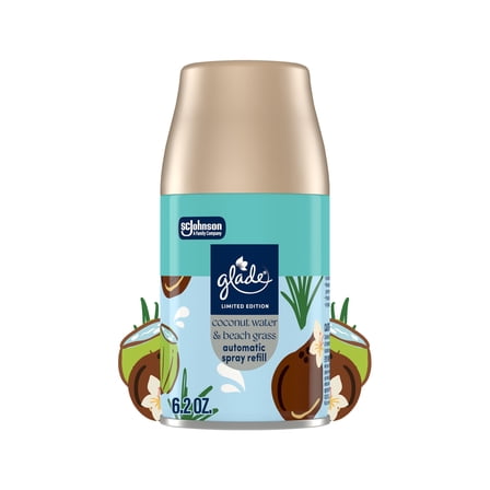 Glade® PlugIns®, Coconut Water & Beach Grass, Large Auto refills, 6.2 oz, 1 Count