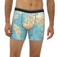thumbnail image 2 of Cauagu World Map With Animals 1 Print Men's Boxer Briefs, Funny & Cute Underwear Elastic Waistband Briefs Ideal Gift for Men,1-Pack, 2 of 7