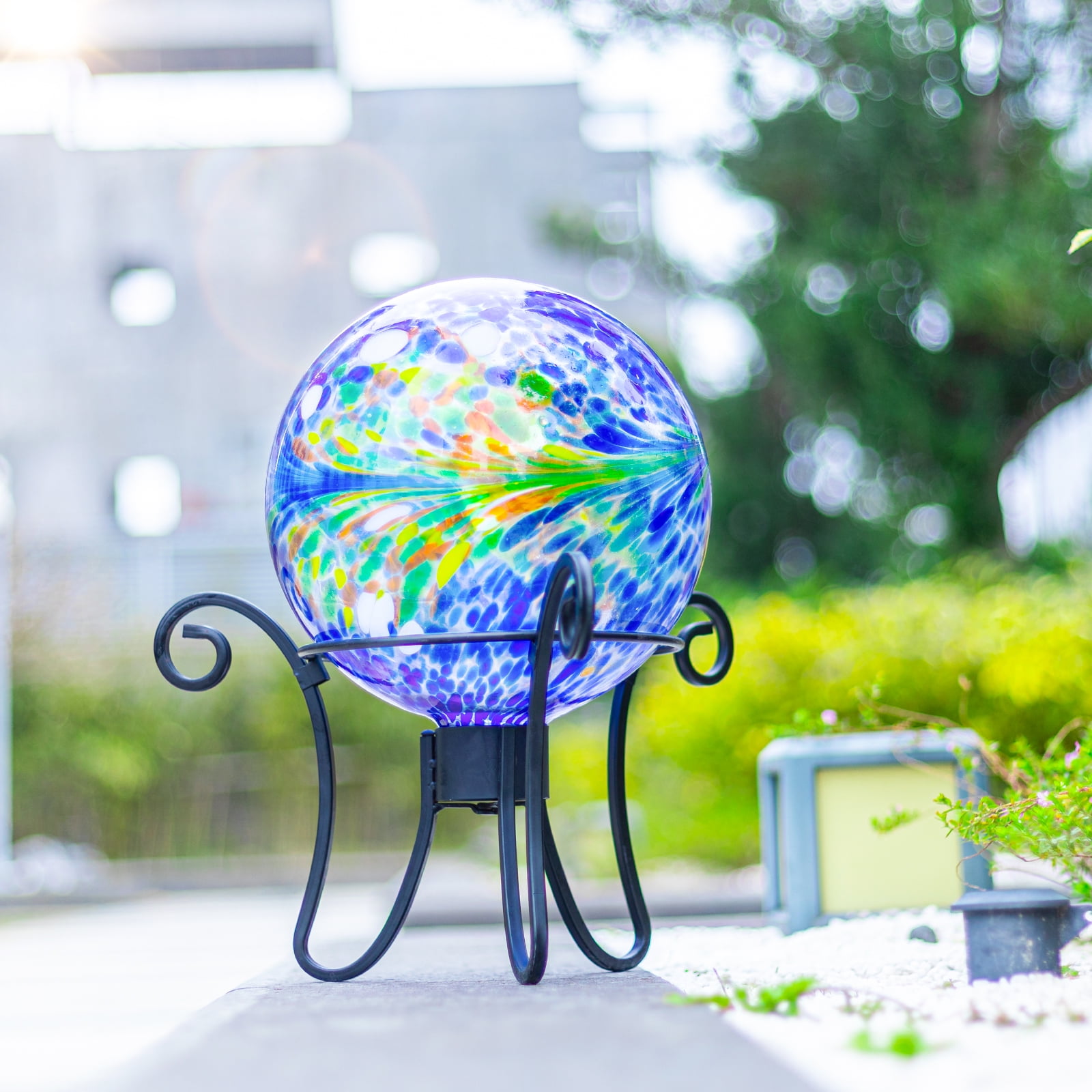 MUMTOP Gazing Ball 10 inch Colorful Glass Gazing Ball for Garden Decor