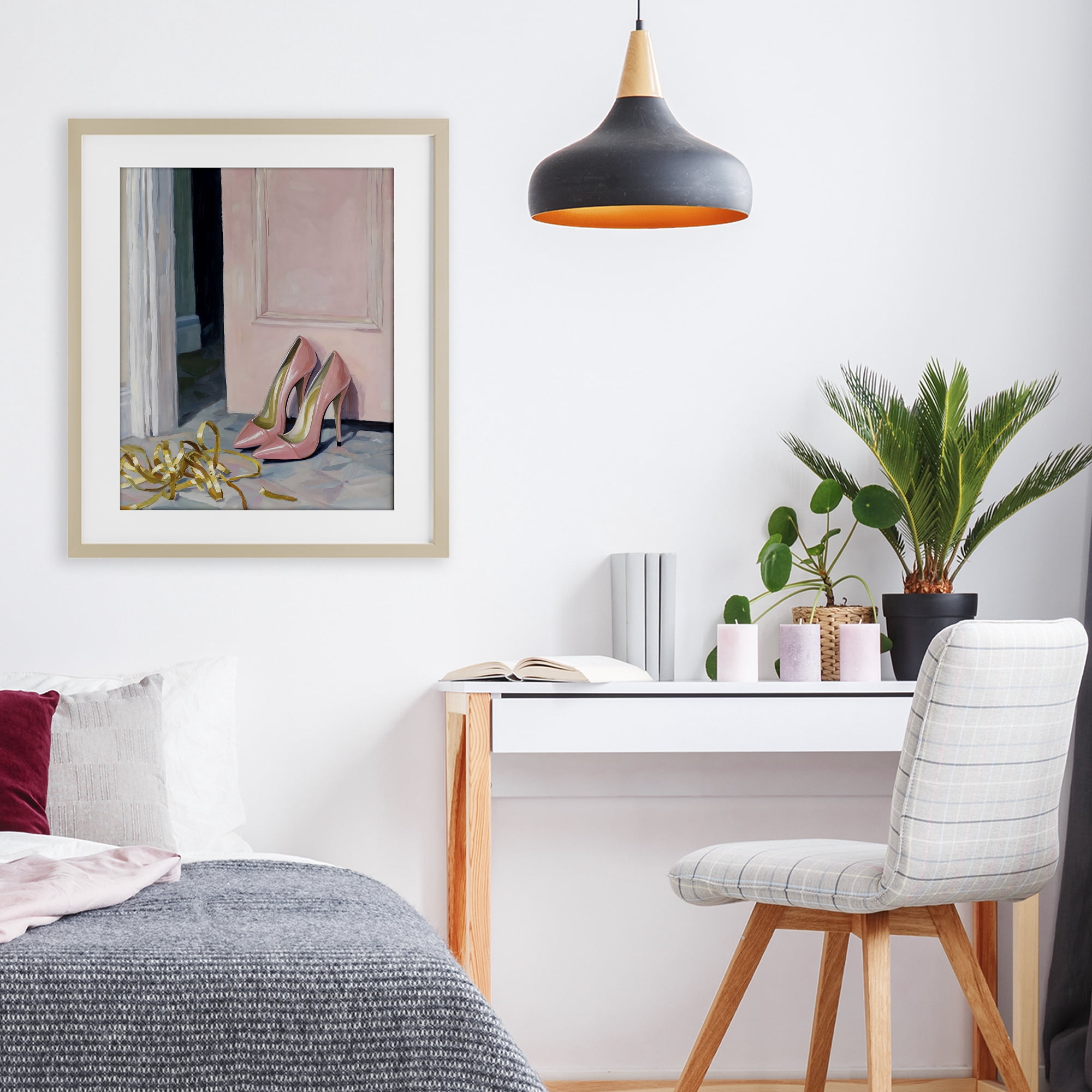 Stupell Industries Pink High Heels & Tinsel Birch Framed Print Under Glass, design by The Prints Vibe