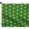 Spoonflower Fabric - Star Green Gold Law Printed on Fleece Fabric Fat Quarter - Sewing Blankets Loungewear and No-Sew Projects