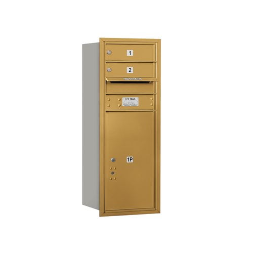 Salsbury Industries Recessed USPS 4 Door Rear Load 4C Horizontal Mail Center with 1 Parcel Locker