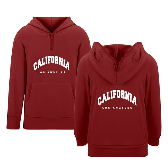 Aihuaihua Boys Letter Print Pullover Zip Up Hoodie With Pockets For Casual School Outdoor Youth Sweatshirt Age 3-14T