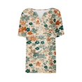 thumbnail image 5 of Fiudx Ofertas Flash Del Día Solo En Línea Blusa de Manga Corta Estampada a La Moda para Mujer, Blusas Informales con Cuello En V, 5 of 5