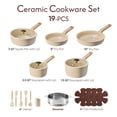 thumbnail image 4 of Carote 19-Piece Nonstick Pots and Pans Set, Ceramic Cookware Set with Lids, Induction Compatible, Oatmeal, 4 of 7