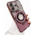 thumbnail image 1 of Bling Glitter Phone Case Compatible with iPhone 16 Plus, Kickstand Camera Lens Protector Soft Cover Sparkling Rhinestone Case, 1 of 6