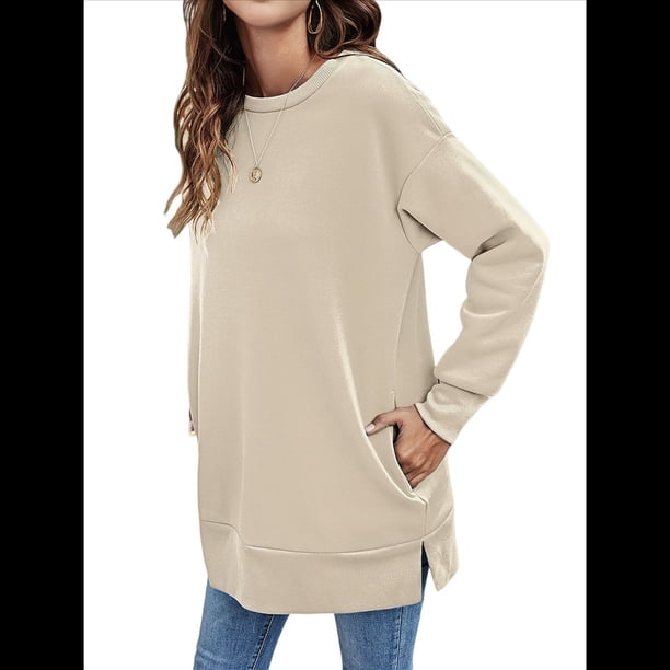 Sudaderas para Mujer, Sudaderas de Cuello Redondo de A , Suéteres Casuales Holgados, Conjuntos Cómodos de Otoño. Albaricoque M