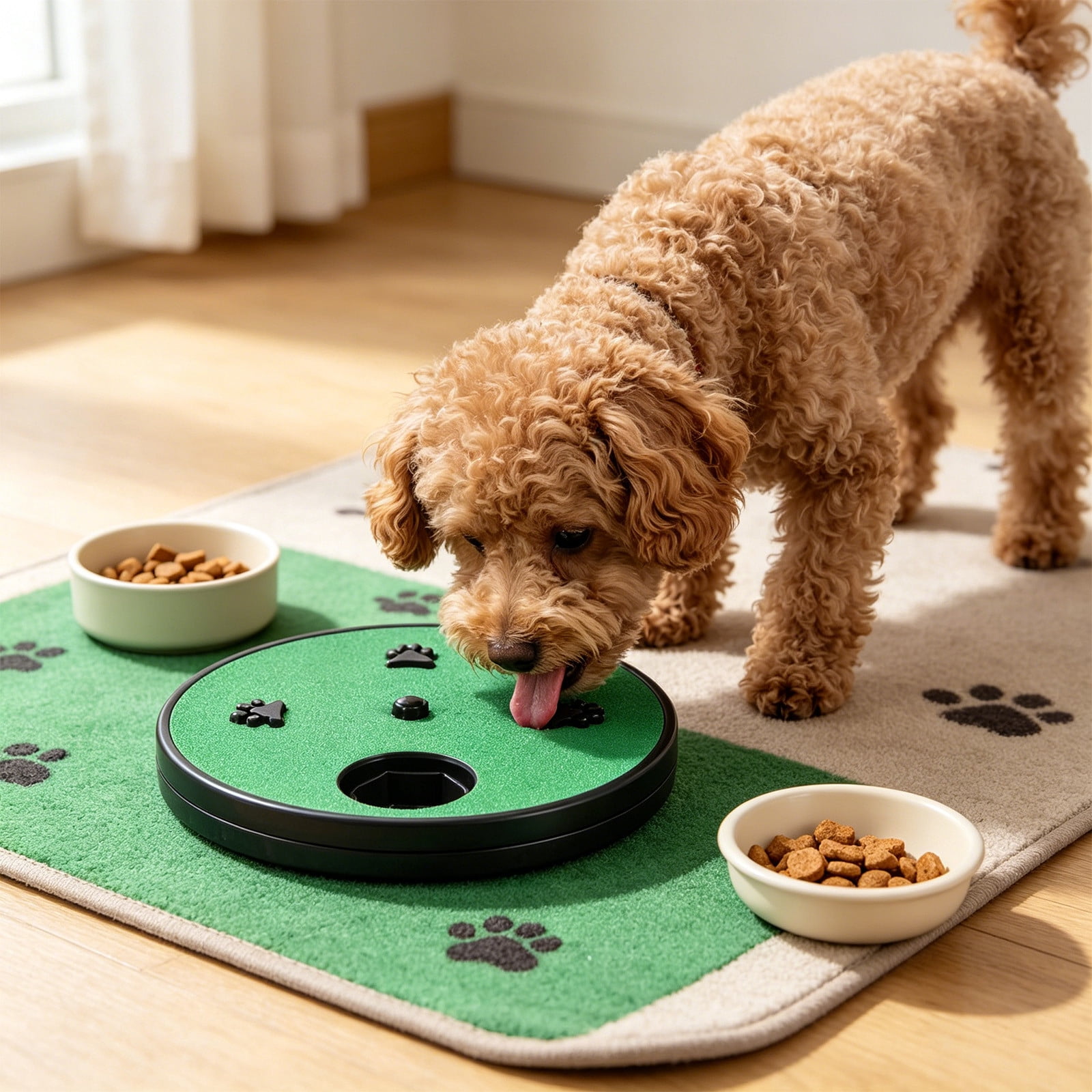 Cat Dog Scratch Board Nail File Toy, Built In Treat Puzzle Slow Feeder Anti Slip Base, for Indoor Cats Dogs Nail Care Training Play