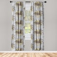 thumbnail image 3 of Ambesonne Tropical Curtains, Palm Trees Abstract Circle, Pair of 28"x63", Earth Yellow and Pale Grey, 3 of 5