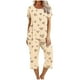thumbnail image 1 of Pijamas de Verano para Mujeres Cuello Redondo Blusa de Manga Corta Y Pantalones Traje de Pijama Poliéster, Set de Moda Casual para el Hogar, 1 of 4