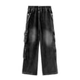 thumbnail image 5 of Zanarzt Baggy Jeans for Teen Girls Wide Leg Jeans Denim Pants Loose Fit Baggy Casual Straight Leg Pants with Pockets Black,13-14 Years, 5 of 5