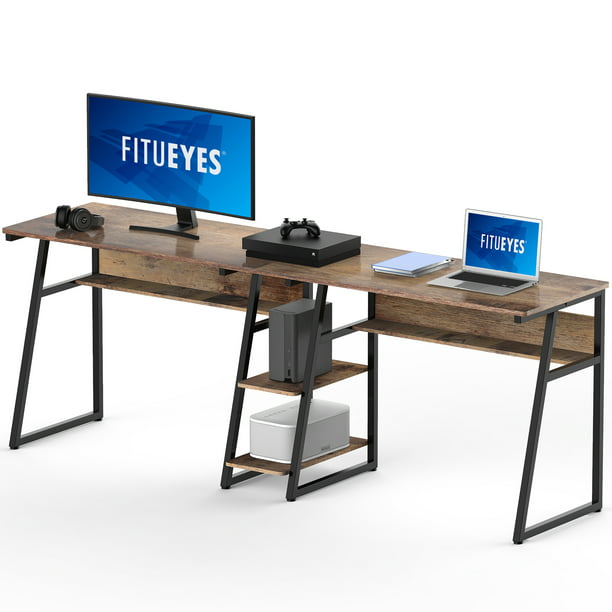 Fitueyes Double Computer Desk With, Home Office Desks For 2 Monitors