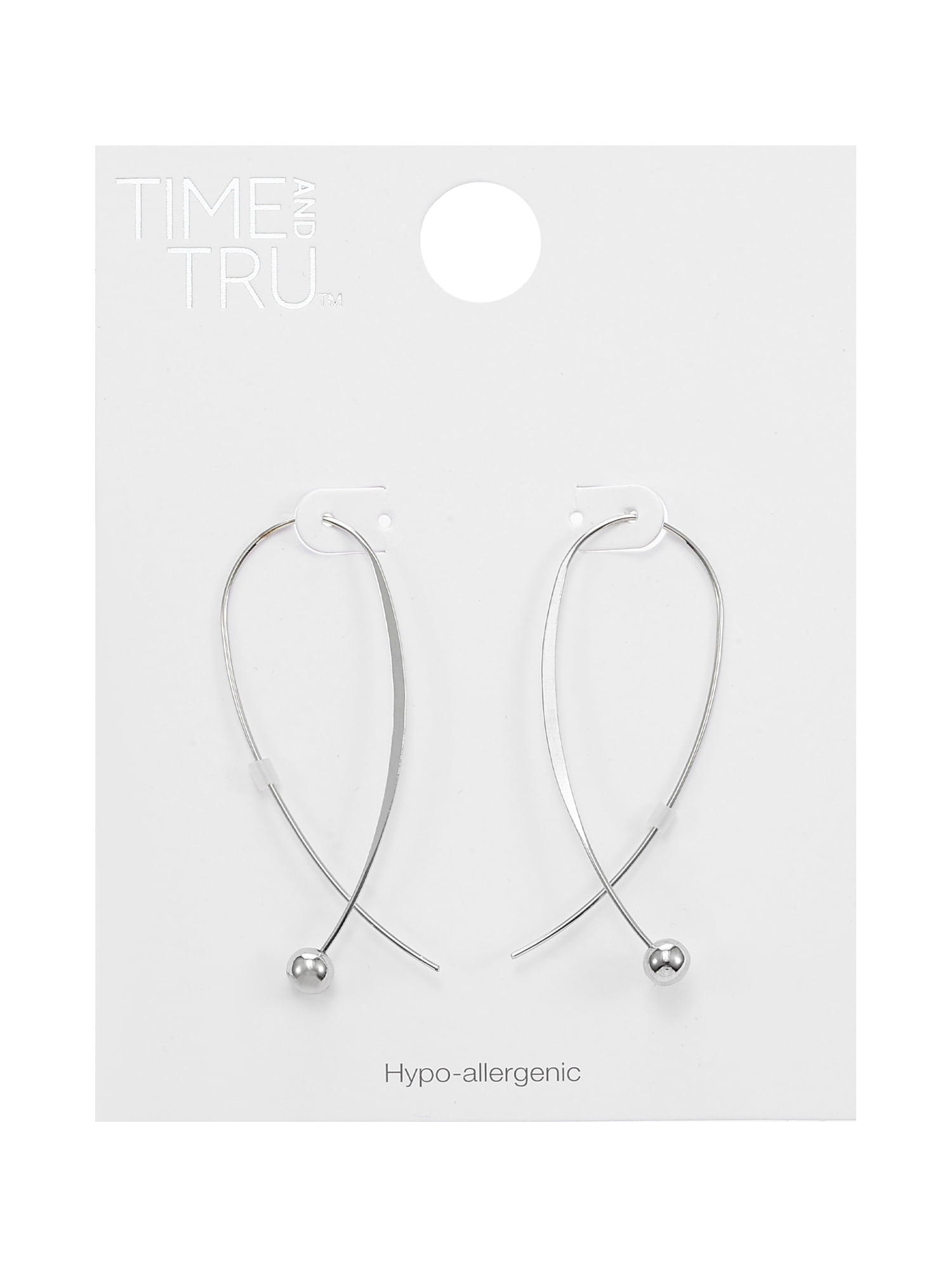 Time and Tru Silvertone Pull-Through Loop Hoop Earrings