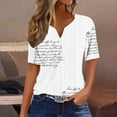 thumbnail image 2 of WREESH Women's Graphic Henley T-Shirt Short Sleeve V-Neck Button Top with Eye-Catching Graphic Prints for a Stylish Look White, 2 of 4