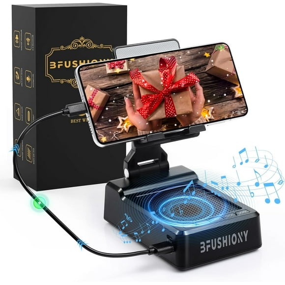 TRAHOO-Gifts for Men Women Who Have Everything, Phone Stand with Wireless Speaker and Charger for iPhone/Android/Tablet, Birthday Gifts for Men Women, Unique Gifts for Him Dad Mom Tech Gadgets