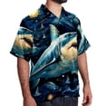 thumbnail image 2 of Starry Shark Men's Hawaiian Short Sleeve Printed Button Down Poplin Casual Summer Beach Shirt, Unisex, 2 of 6