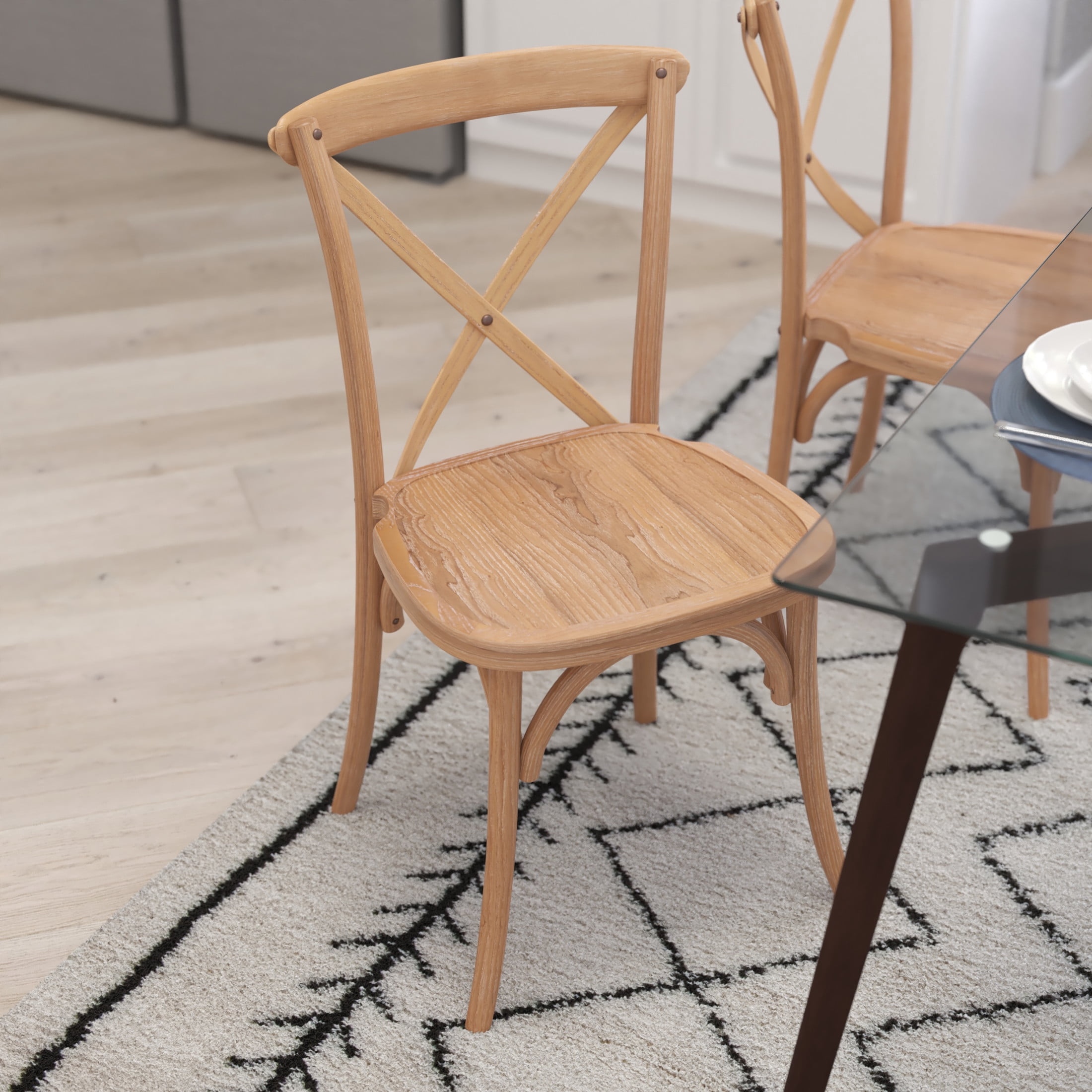 Merrick Lane X-Back Bistro Style Wooden High Back Dining Chair in Driftwood