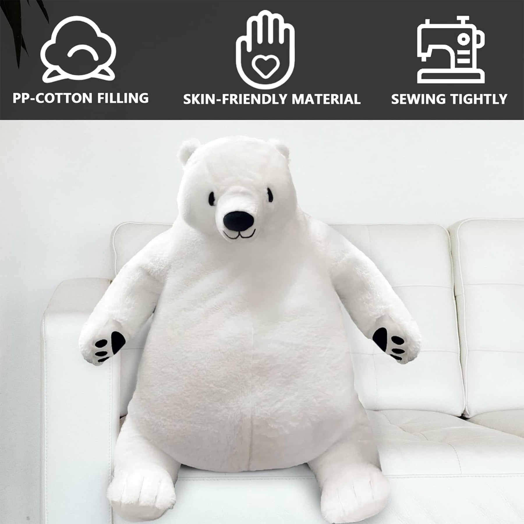 Djungelskog Bear Plush Toy - Soft and Cuddly (31.5 inches, White) - Perfect for Kids and Adults