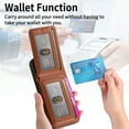 thumbnail image 6 of For iPhone 13 Wallet Phone Case,PC + PU Leather + TPU Hybrid Design,With Card Slots,Diagonal Fabric Pattern,Back Flip Kickstand,Shockproof Rugged Dropproof Phone Case,Brown, 6 of 9