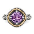 thumbnail image 2 of Shey Couture Sterling Silver with 14K Accent Antiqued Checkerboard-cut Cushon Amethyst Ring QTC350, 2 of 5