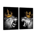 thumbnail image 3 of Visual Art Decor 2 Pieces 16x24 inch Framed Canvas Wall Art King Lion and Lioness Animal Black and White Lion with Gold Crown Picture Art Prints for Home Decoration, 3 of 11