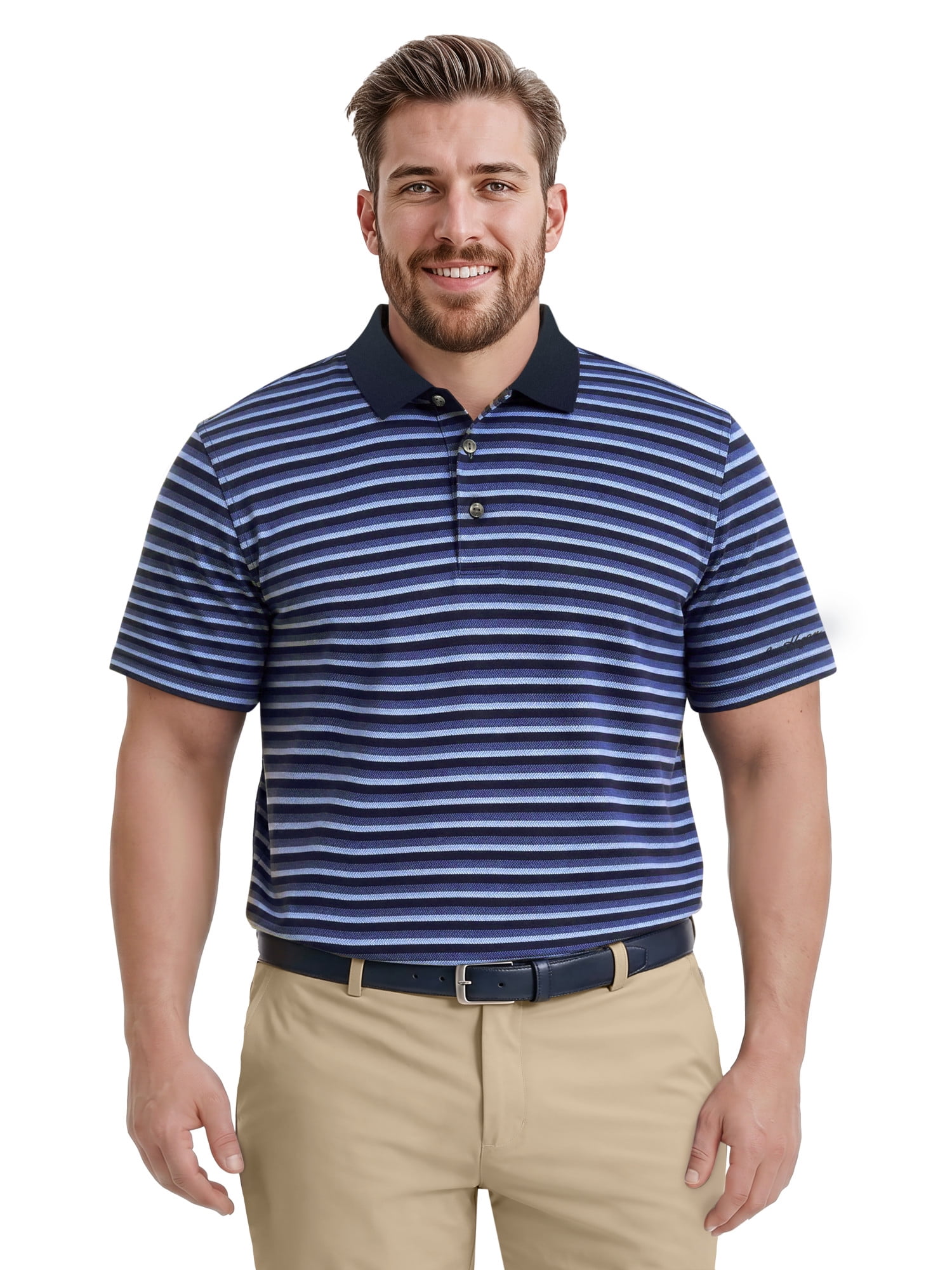 Ben Hogan Performance Men’s & Big Men's Herringbone Stripe Short Sleeve Golf Polo Shirt, Sizes S-4XLT