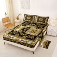 thumbnail image 2 of jejeloiu Rustic Baroque Queen Sheets For Men Women,Classic Print Queen Sheet Sets,Gold Black,4pcs,1 Flat Sheet, 1 Fitted Sheet and 2 Pillowcases, 2 of 6