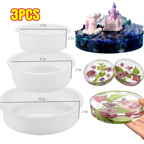 3PACK Deep Circle Silicone Molds for Resin, Large Resin Mold Glossy Deep Round Molds for Flowers Bouquet Preservation, Resin Casting