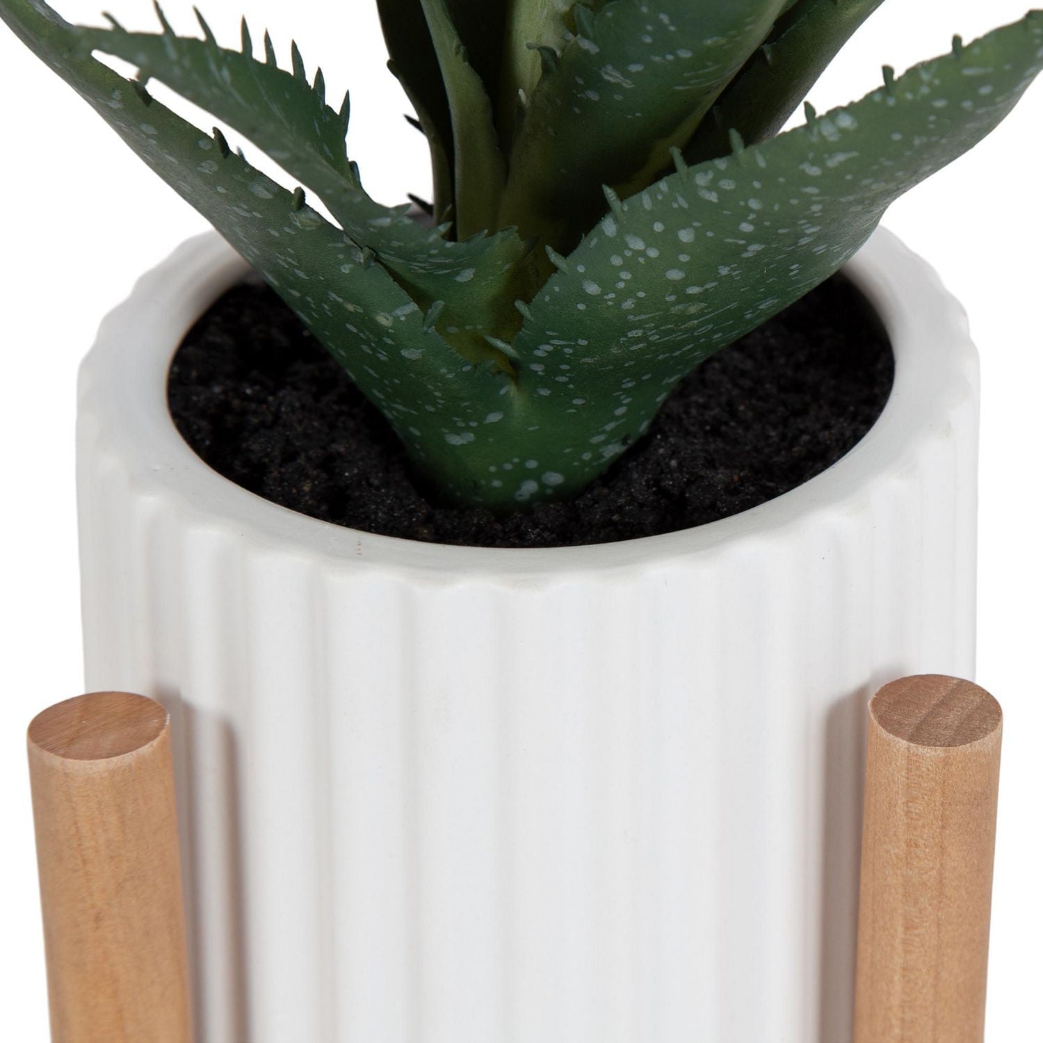 hometrends Parmalee Agave Ribbed White Pot, 9”H x 5.25” W x 5.25” D
