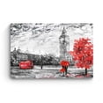 thumbnail image 3 of Startonight Canvas Wall Art Abstract - Black and White London City Red Accents Painting - Framed 24" x 36"&nbsp;, 3 of 6