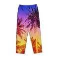 thumbnail image 4 of Disketp Palm Trees At Sunset Print Women'S Comfy Pajama Pants Casual Drawstring Palazzo Lounge Wide Leg Pants, 4 of 9