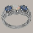 thumbnail image 2 of LBG British Made 14k White Gold Natural Opal & Sapphire Womens Statement Ring - 33 size options - Size 10.5, 2 of 7