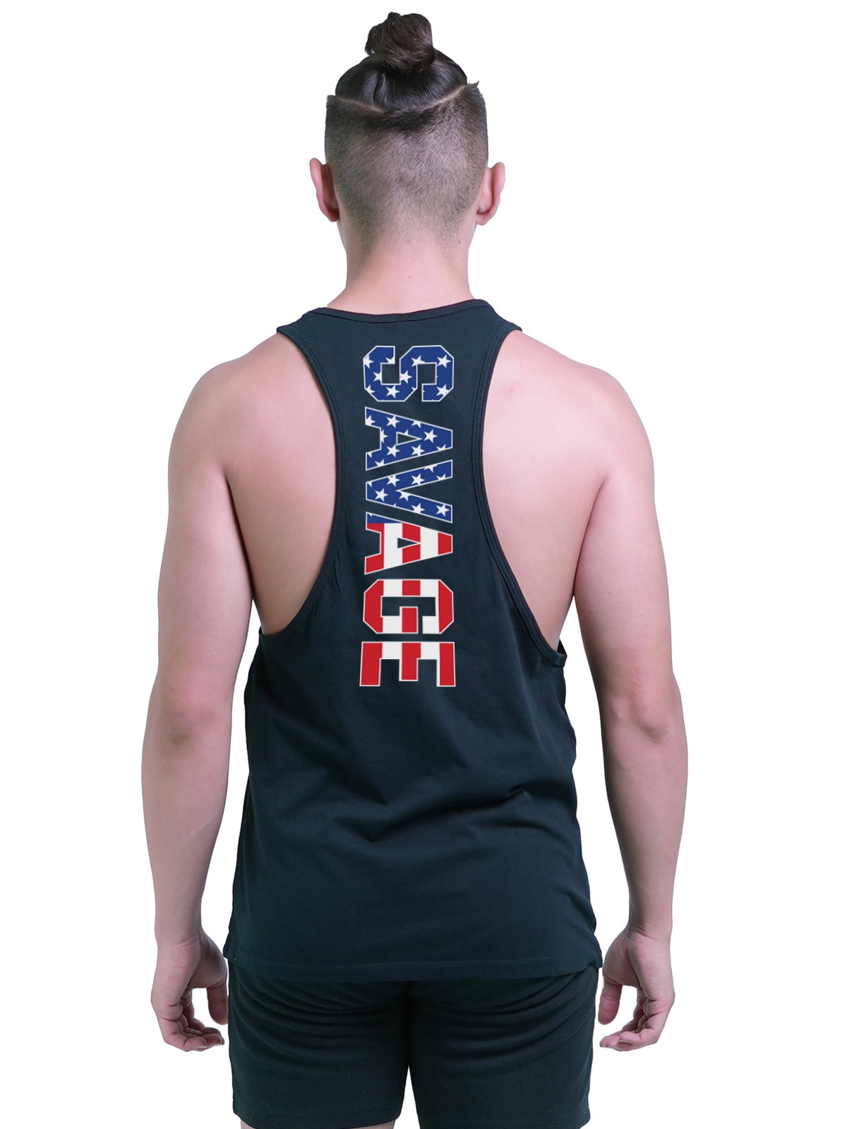 ShirtBANC Mens SAVAGE Racerback Muscle Tank Top Sleeveless Bodybuilding