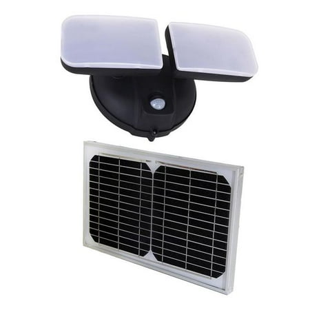 10 Watts Black Solar Powered Dual Head Motion Activated Outdoor 10 Watts Black Solar Powered Dual Head Motion Activated Outdoor Integrated Led Flood Light