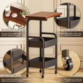 thumbnail image 2 of Carrito utilitario MASHART de metal con 3 niveles y cubierta de madera, 2 of 7