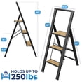 thumbnail image 3 of Sorfey 3-Step Folding Step Ladder Slim, Aluminum Foldable Step Stool, Black, 3 of 8