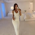 thumbnail image 2 of European and American women's fashion sexy strap long dress, feminine seaside vacation style summer twisted hollow dress, 2 of 7