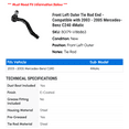 thumbnail image 2 of Front Left Outer Tie Rod End - Compatible with 2003 - 2005 Mercedes-Benz C240 4Matic 2004, 2 of 2