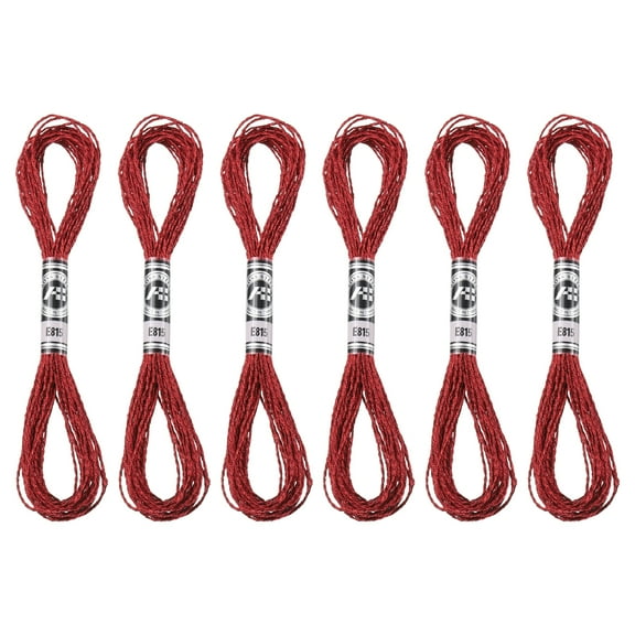 Uxcell 6 Skeins Embroidery Floss, Metallic Embroidery Thread Red