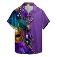 thumbnail image 2 of Busydd Mens Shirts Stylish Mardi Gras Shirt for Men Funny Mask Graphic Shirts Button Down Short Sleeve Shirt Plus Size Carnival Costume Tops, 2 of 5
