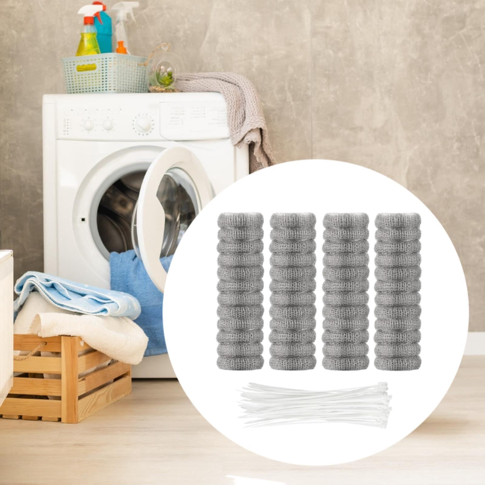 Tongina 48x Washing Machine , Laundry Mesh Washer Hose Filter, Easy to Remove Stainless Steel and Cable Ties
