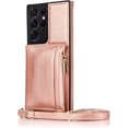 thumbnail image 2 of case for Samsung Galaxy S21 Ultra Women Wallet Case,Adjustable Crossbody Zipper Cover with Card Holder Slot Neck Strap Lanyard Purse Shoulder Strap Purse Case for Samsung Galaxy S21 Ultra FK Rose Gold, 2 of 7