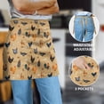 thumbnail image 4 of WIRESTER Unisex Fashionable 3-pocket Half Waist Apron Chef Catering Cooking Baking Kitchen Adjustable 2 Long Strings - Barnyard Chicken Roosters, 4 of 6