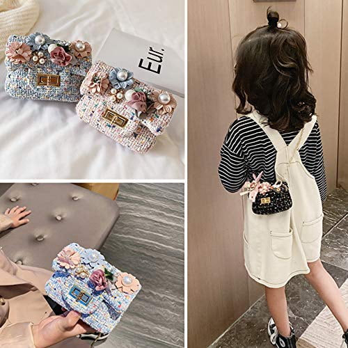 Kids Small Purse and Hand bag Cute Baby girls Pearl Cross body bags Little  girls Party Hand bags tote and Long chain Shoulder bags