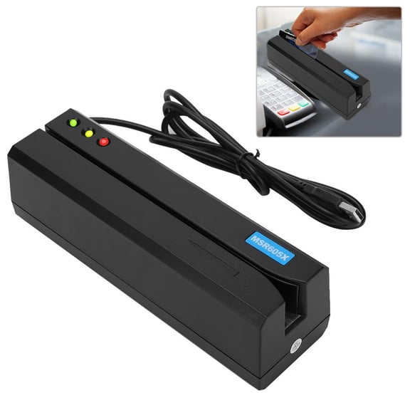 ANGGREK Magnetic Card Reader, Convenient Multi‑Functional LED Indicator Magstripe Writer 3 Tracks, Magnetic Stripe Reader, Write Read For File To Write