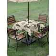 thumbnail image 4 of Outdoor Tablecloth with Umbrella Hole for Patio/Picnic/Party/Camping, Beige Architecture Waterproof Table Cloth Square Cover Washable, Abstract City Vintage Modern Art (60"x 60"), 4 of 9