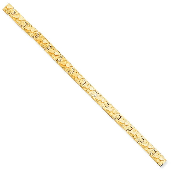 10k Yellow Gold Solid Polished Fold-over 6.0mm NUGGET Bracelet 7 Inch Link Bracelet for Women